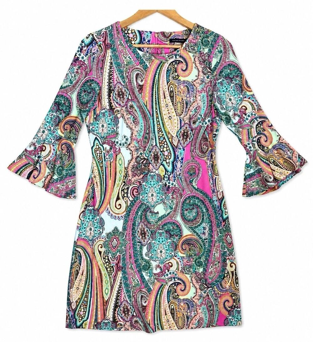 Tommy Hilfiger Multicolor Paisley Bell Sleeve Dress Women’s Size 4